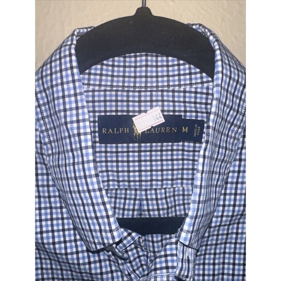 Polo Ralph Lauren Men Custom Fit Shirt Checked Heritage College WhiteBlue Size M - Picture 8 of 8